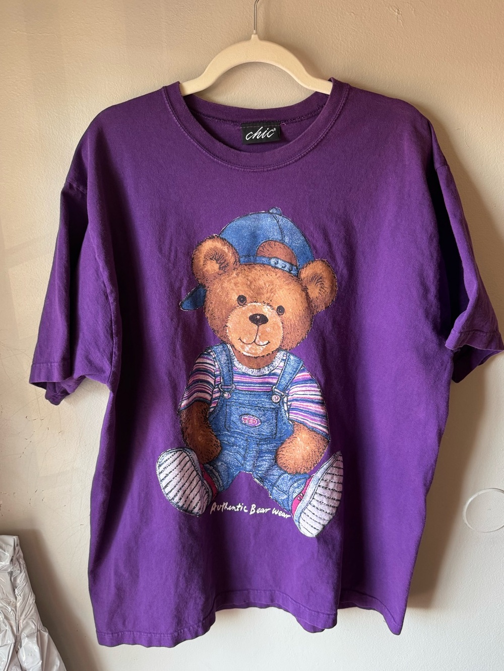 Vintage Chic Teddy Bear T-Shirt 1X Purple Y2K Authentic Bear Wear 90s Tee